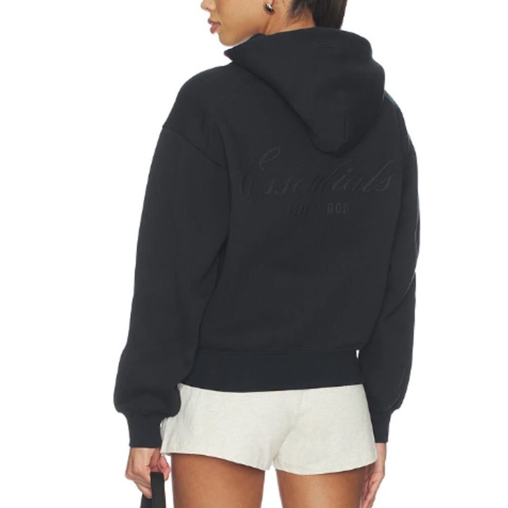 Susana Monaco Classic Full Zip Hoodie Black NWT $160 retail Small